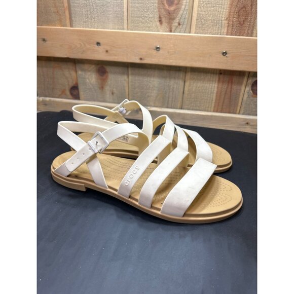 Womens Crocs White Strappy Sandals With Adjustable Buckle Size 10 - Picture 1 of 10